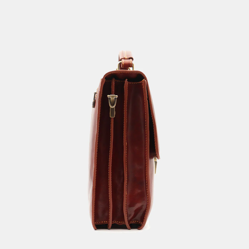 Cartella in Pelle Marrone VIAVERDI Made in Italy Linea Firenze a 3 Soffietti Pc 15.6 - Image 6