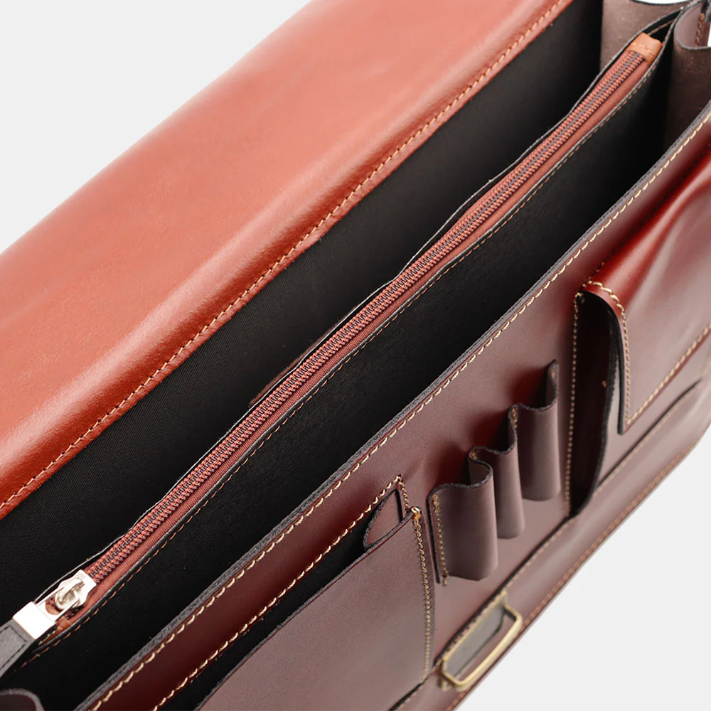 Cartella in Pelle Marrone VIAVERDI Made in Italy - 2 Soffietti porta Pc 15.6 - Image 8