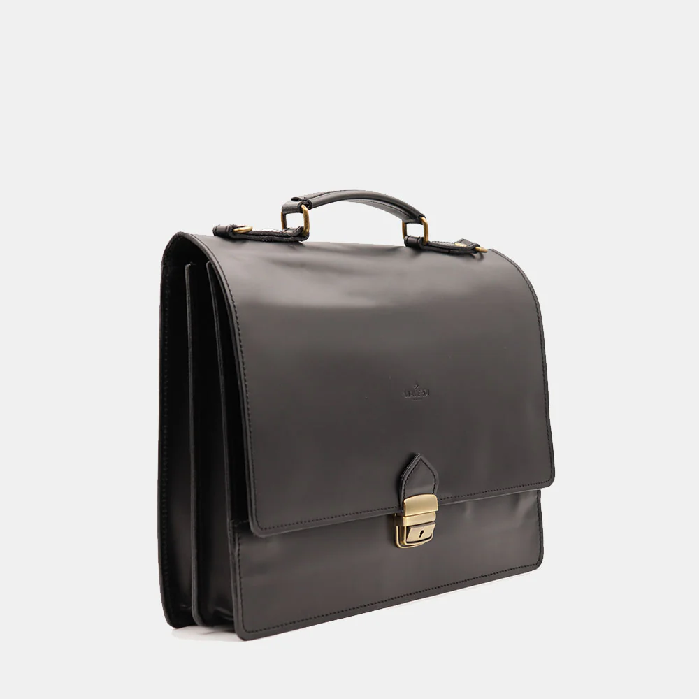 Cartella in Pelle Nera VIAVERDI Made in Italy - 2 Soffietti porta Pc 15.6 - Image 4
