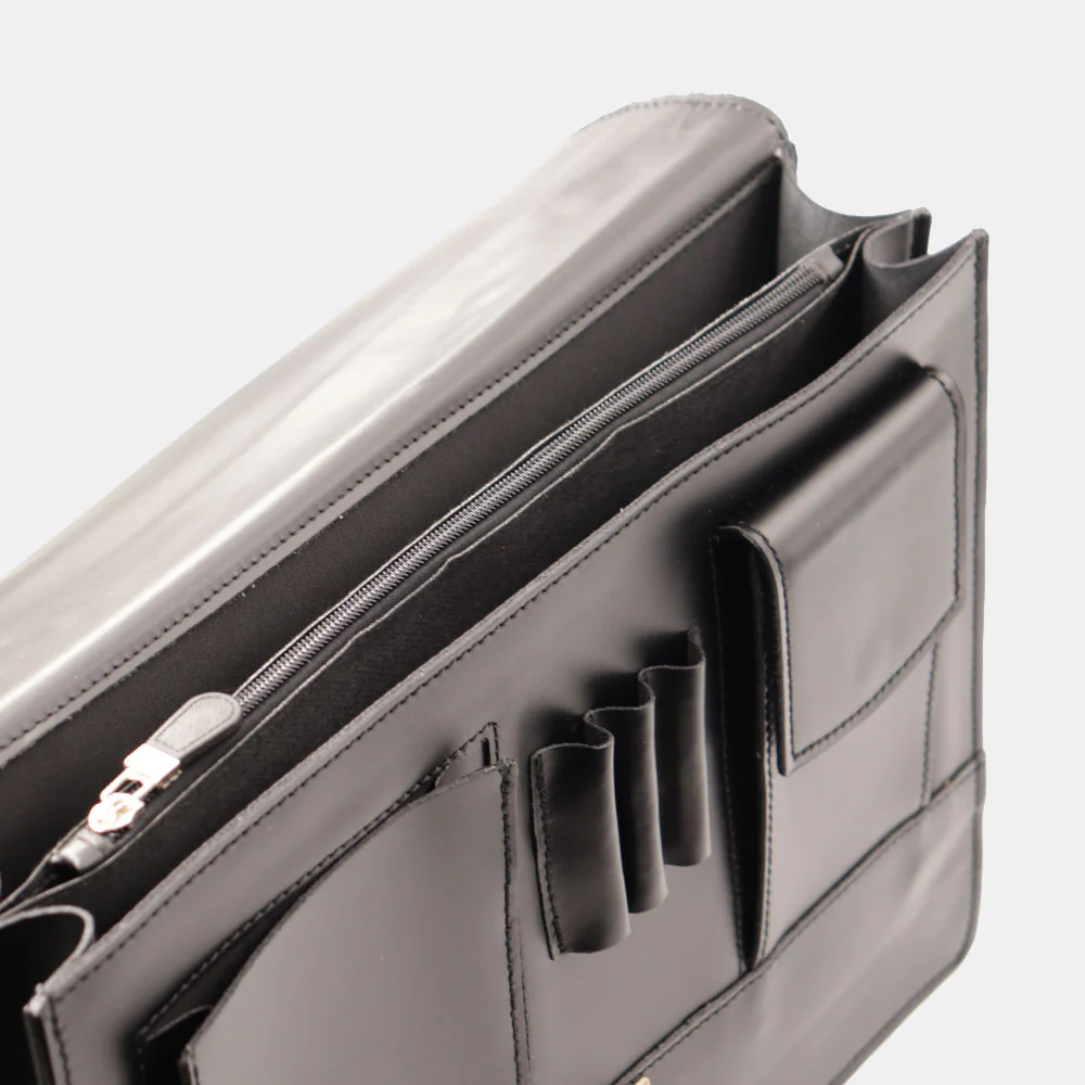 Cartella in Pelle Nera VIAVERDI Made in Italy - 2 Soffietti porta Pc 15.6 - Image 8