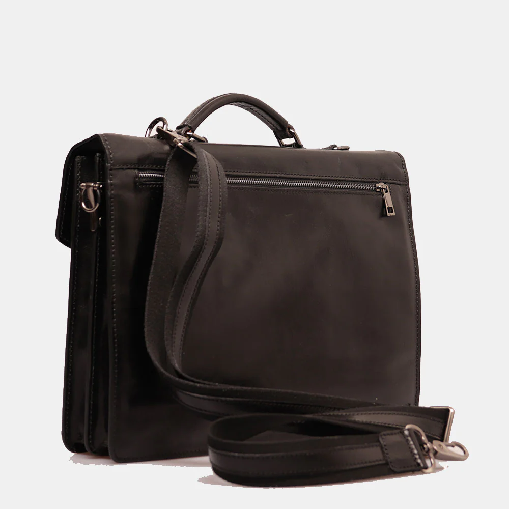 Cartella in Pelle Nera VIAVERDI Made in Italy Linea Firenze a 3 Soffietti Pc 15.6 - Image 3