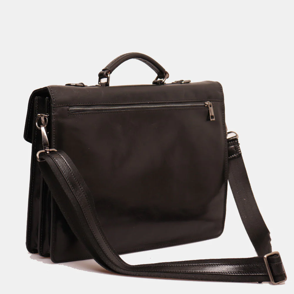 Cartella in Pelle Nera VIAVERDI Made in Italy Linea Firenze a 3 Soffietti Pc 15.6 - Image 4