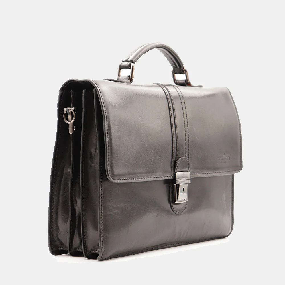 Cartella in Pelle Nera VIAVERDI Made in Italy Linea Firenze a 3 Soffietti Pc 15.6 - Image 4