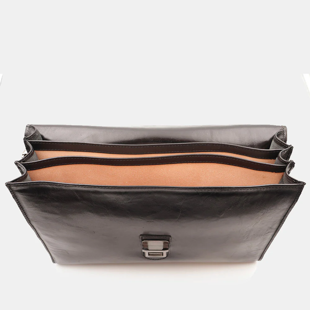 Cartella in Pelle Nera VIAVERDI Made in Italy Linea Firenze a 3 Soffietti Pc 15.6 - Image 7