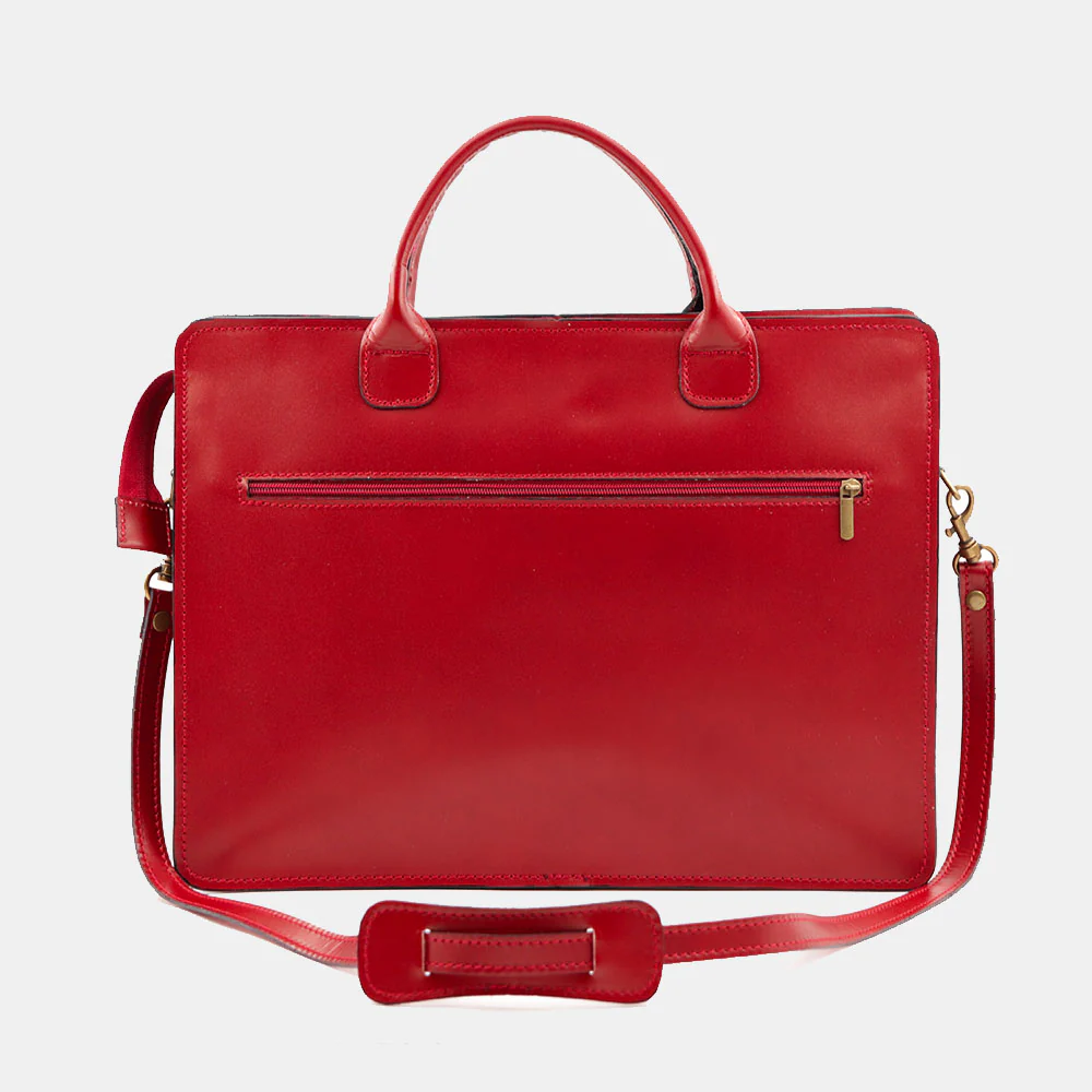Cartella in Pelle Rossa Doppio Manico VIAVERDI Made in Italy - 3 Soffietti Pc 15.6 - Image 4