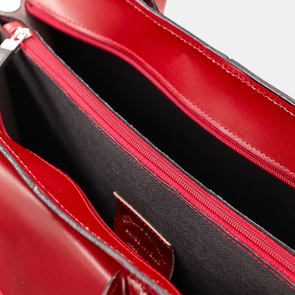 Cartella in Pelle Rossa Doppio Manico VIAVERDI Made in Italy - 3 Soffietti Pc 15.6 - Image 6