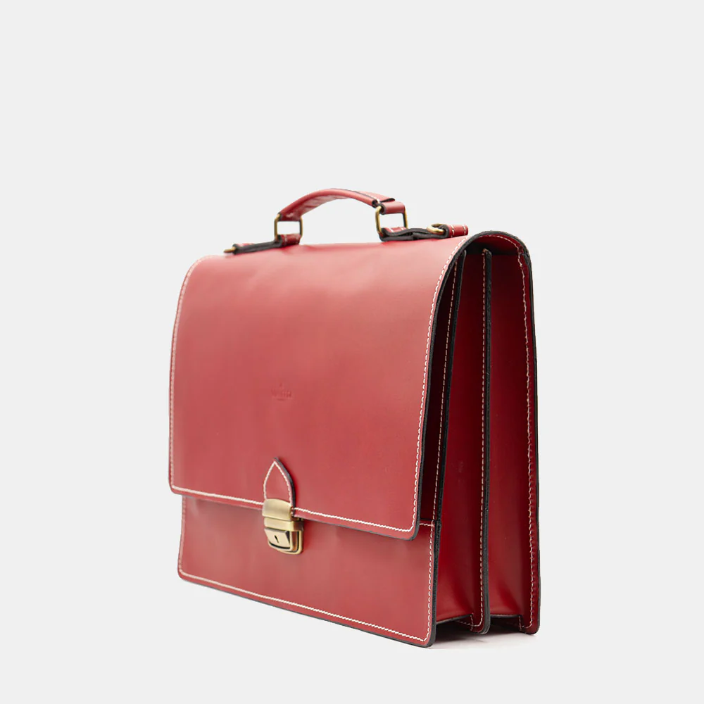 Cartella in Pelle Rossa VIAVERDI Made in Italy - 2 Soffietti porta Pc 15.6 - Image 4