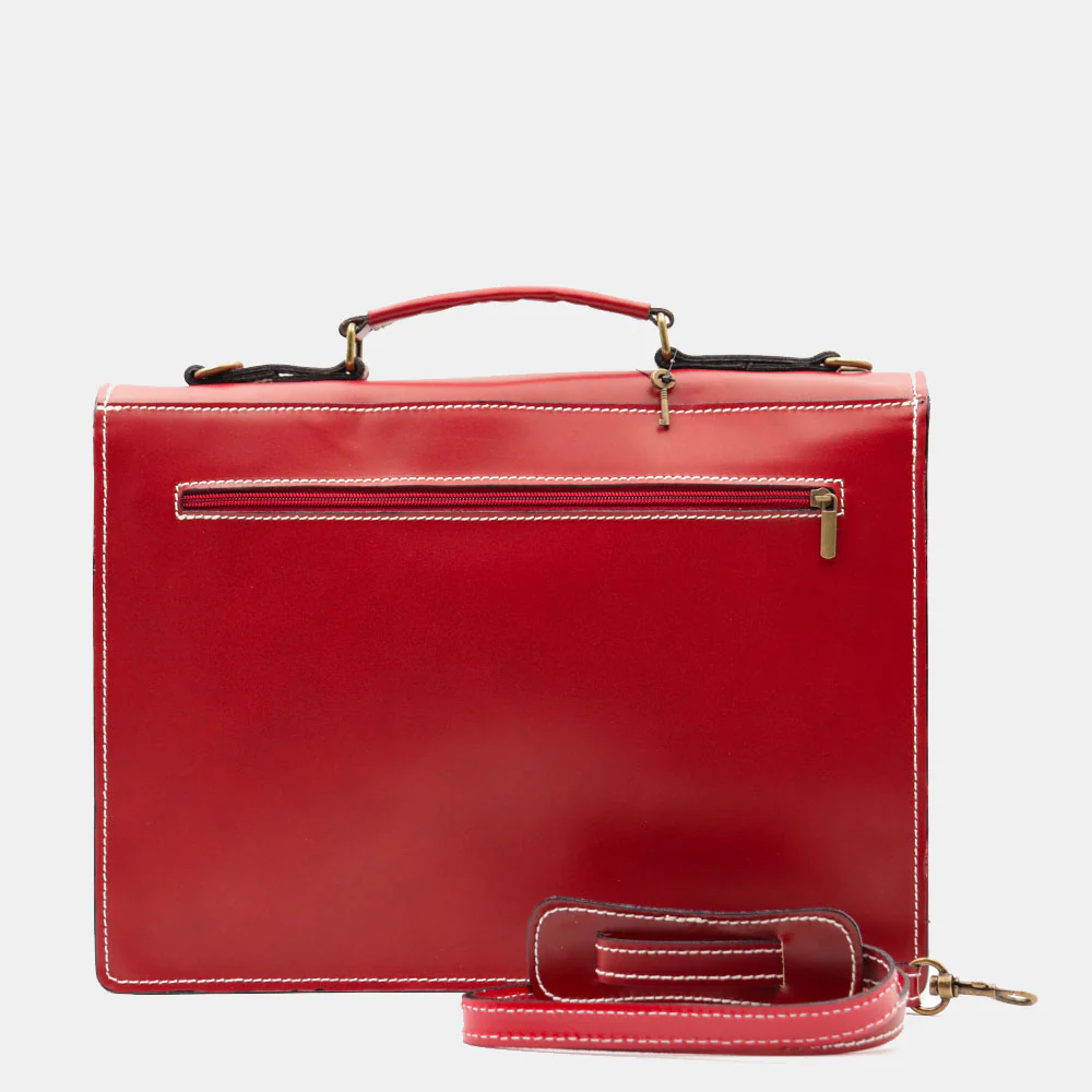 Cartella in Pelle Rossa VIAVERDI Made in Italy - 2 Soffietti porta Pc 15.6 - Image 6