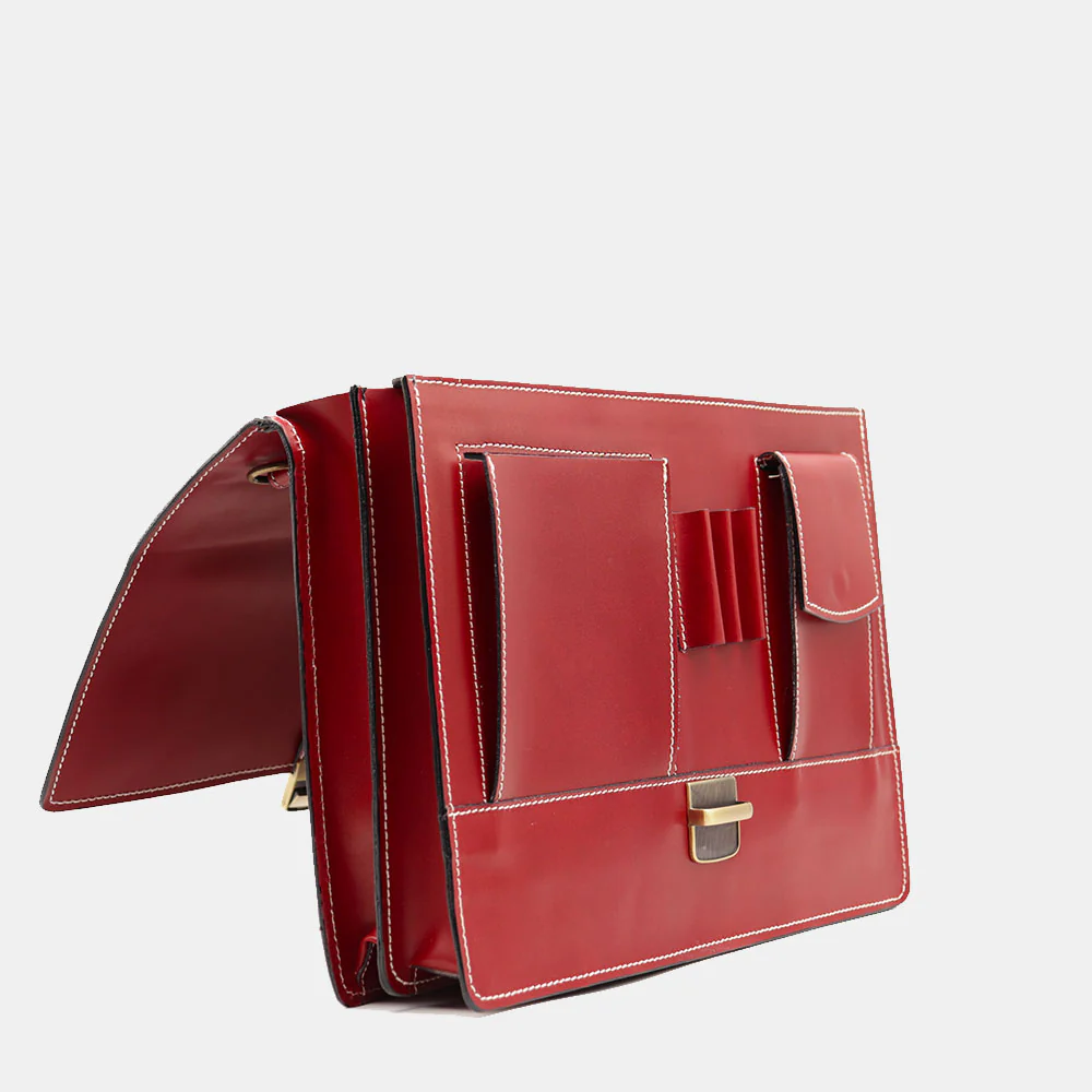 Cartella in Pelle Rossa VIAVERDI Made in Italy - 2 Soffietti porta Pc 15.6 - Image 7