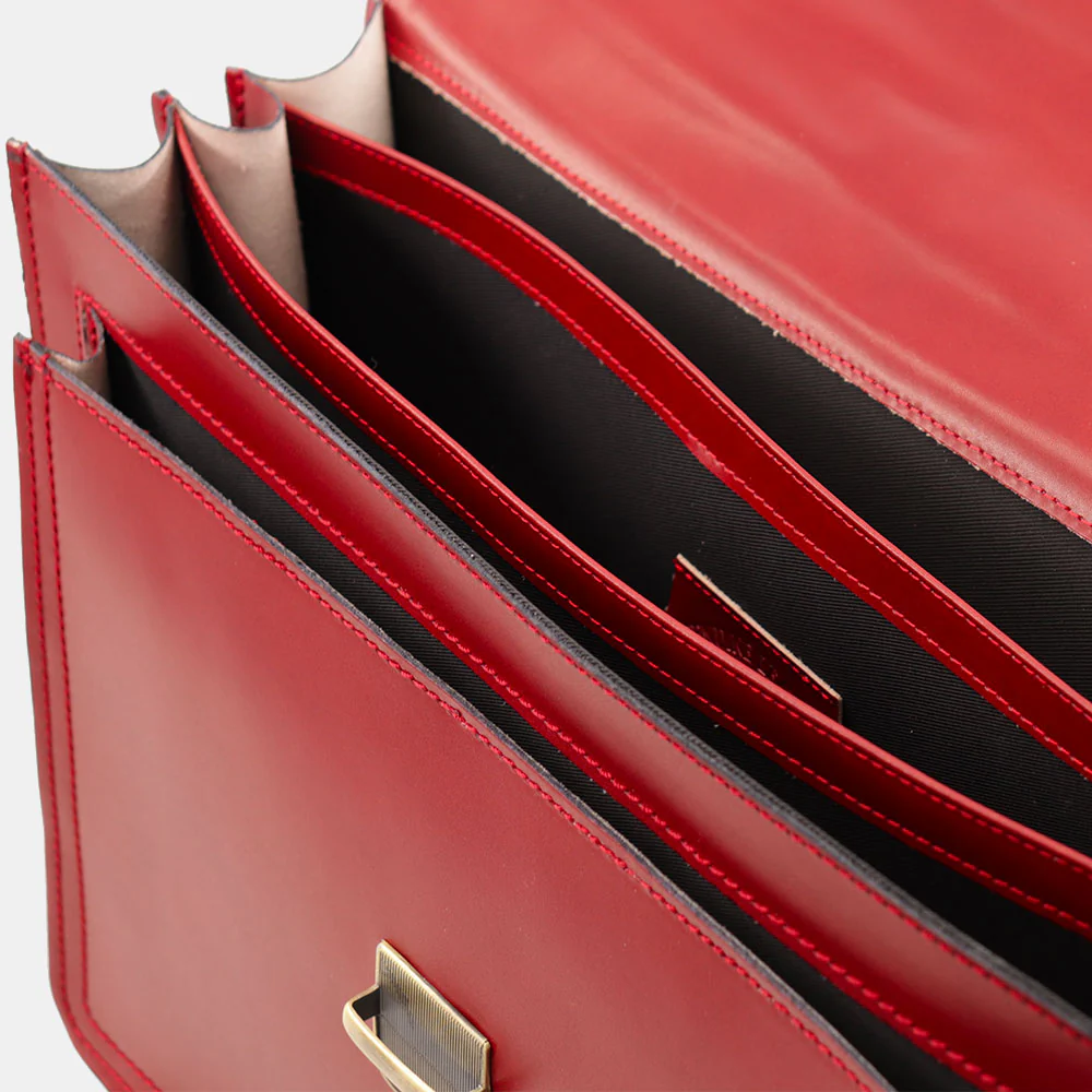 Cartella in Pelle Rossa VIAVERDI Made in Italy - 3 Soffietti Pc 15.6 - Image 7
