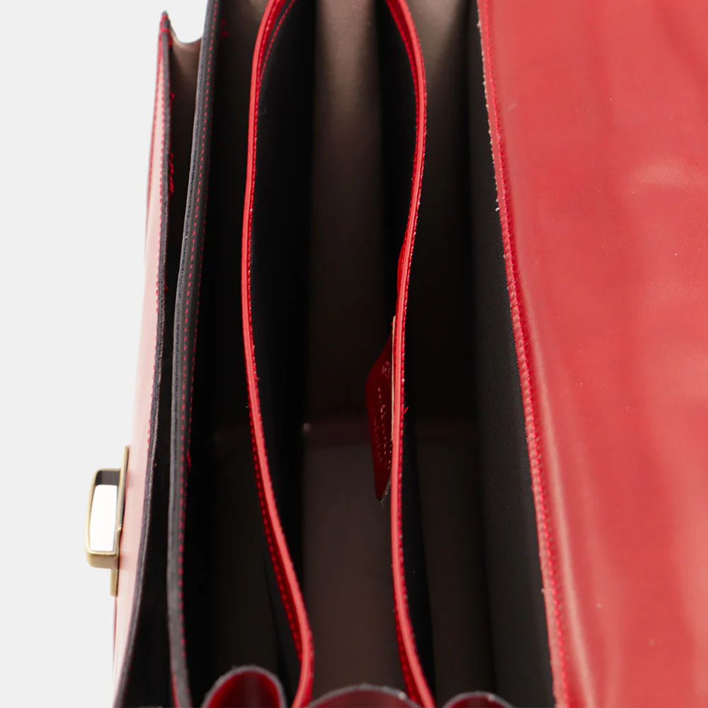 Cartella in Pelle Rossa VIAVERDI Made in Italy - 3 Soffietti Pc 15.6 - Image 8