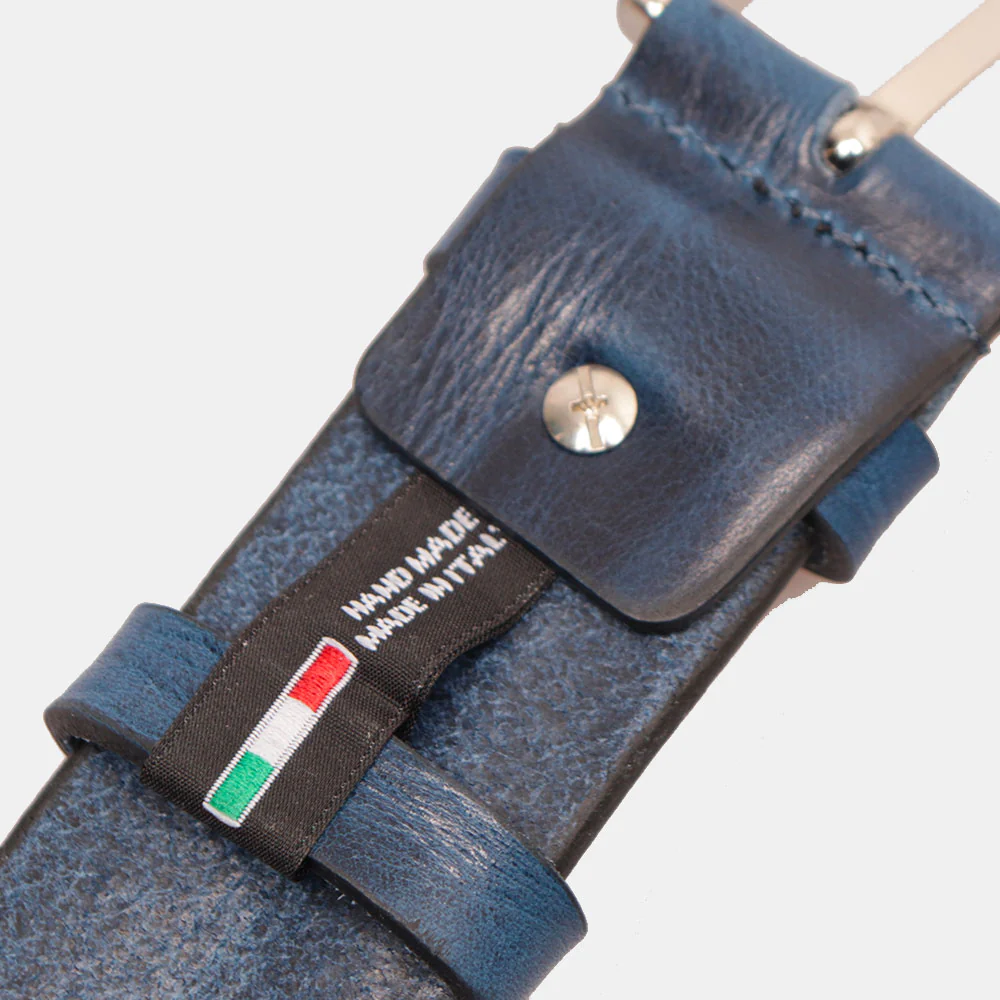 Cintura Uomo in Cuoio Blu VIAVERDI Made in Italy linea Firenze - Image 5