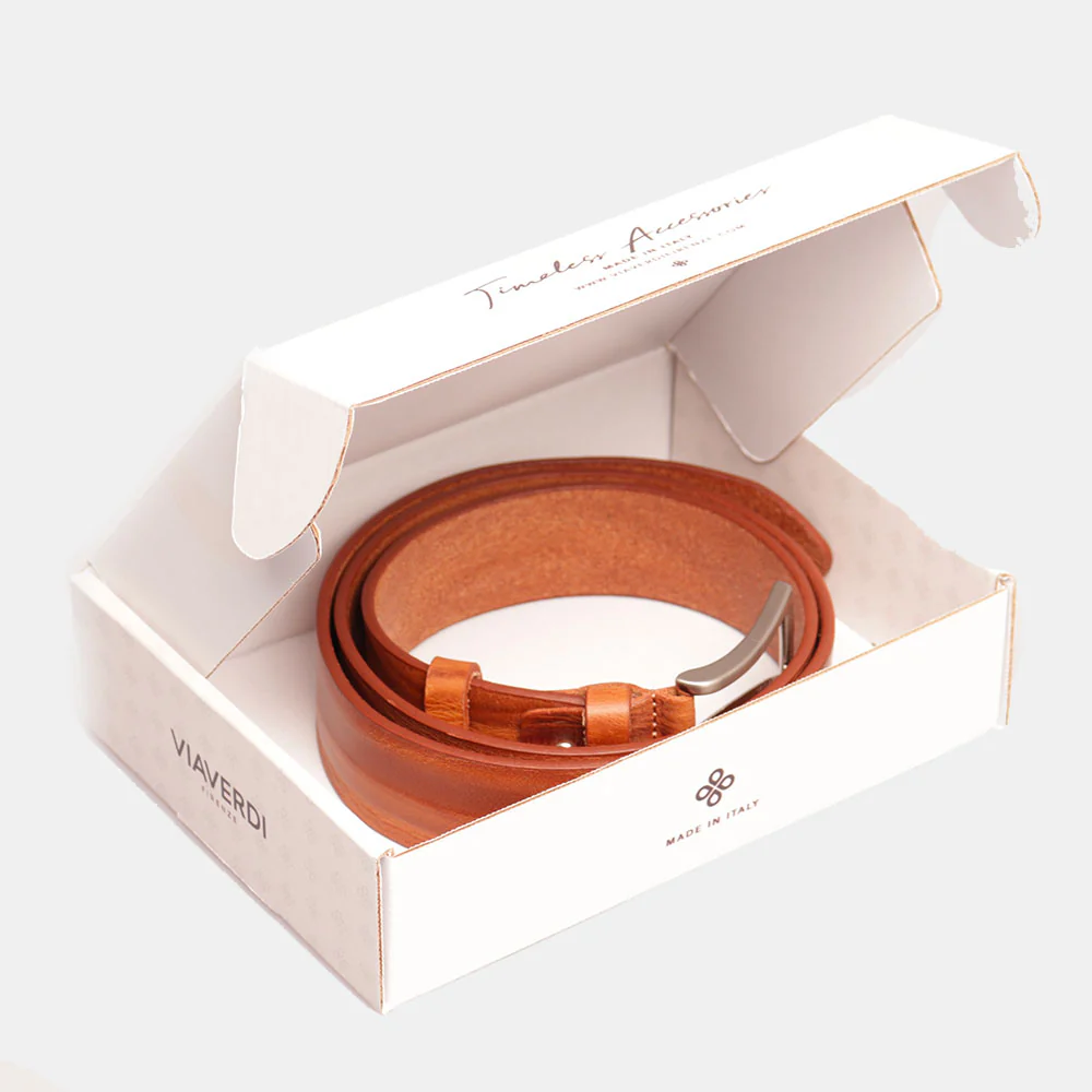 Cintura Uomo in Cuoio Marrone Chiaro VIAVERDI Made in Italy linea Firenze - Image 3