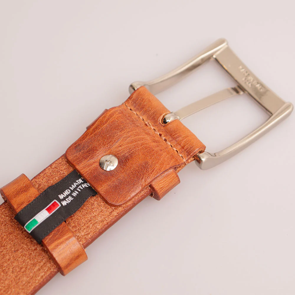 Cintura Uomo in Cuoio Marrone Chiaro VIAVERDI Made in Italy linea Firenze - Image 6