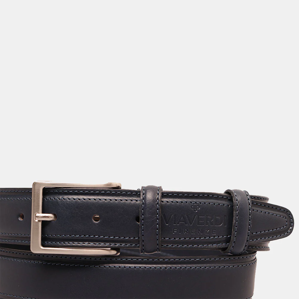 Cintura Uomo in Pelle Blu VIAVERDI Made in Italy linea Firenze - Image 4