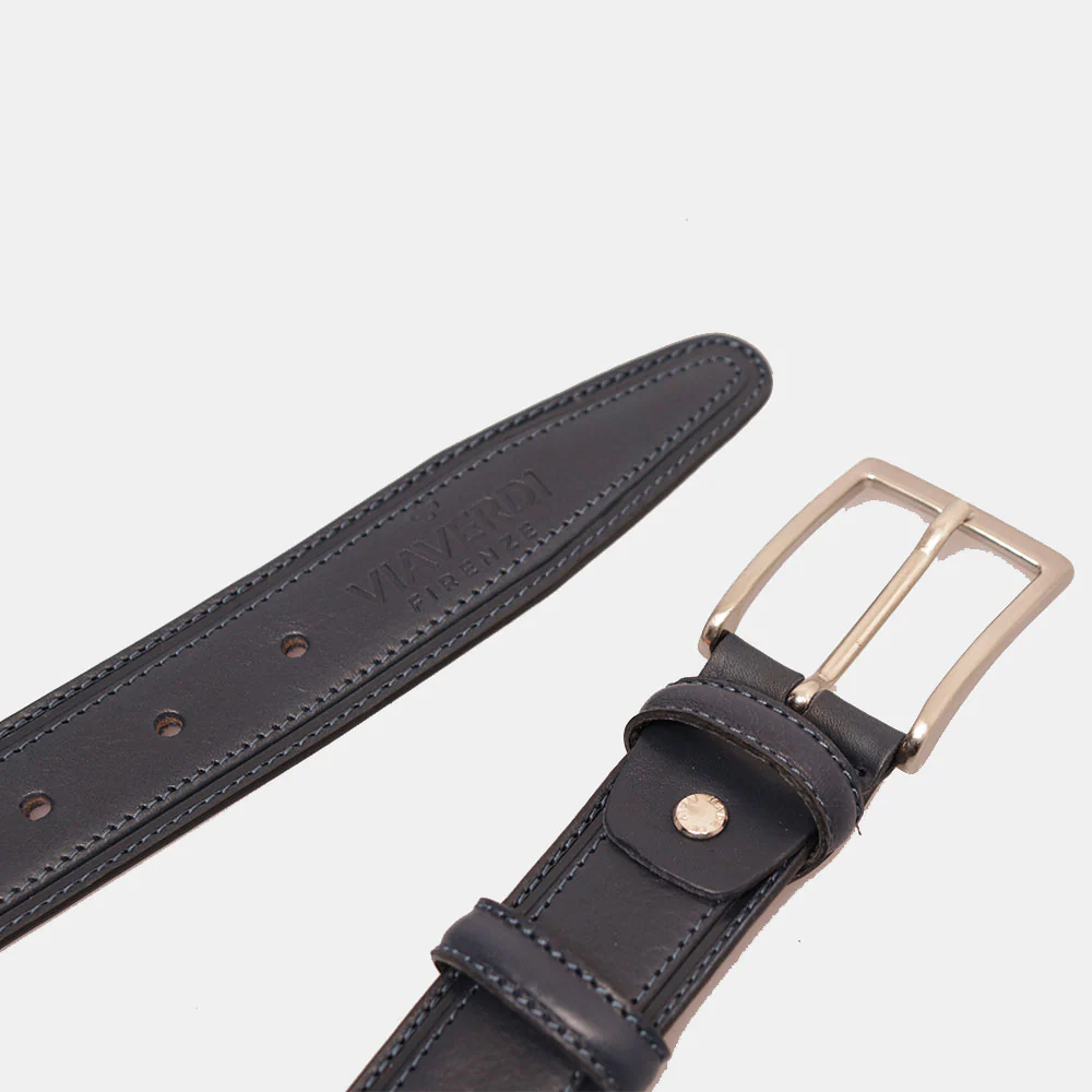 Cintura Uomo in Pelle Blu VIAVERDI Made in Italy linea Firenze - Image 5