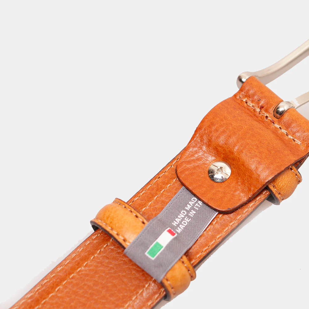 Cintura Uomo in Pelle Miele VIAVERDI Made in Italy linea Firenze - Image 6