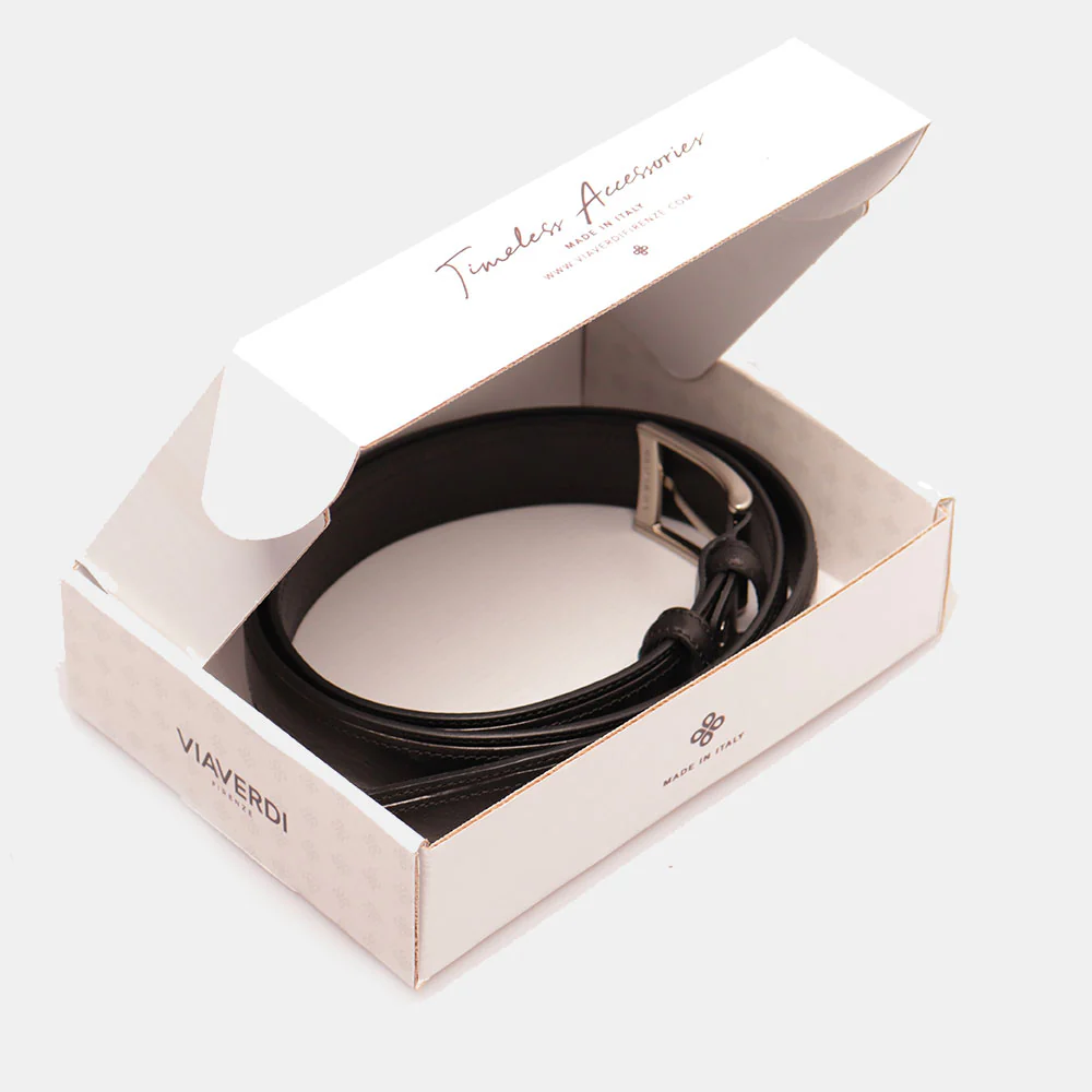 Cintura Uomo in Pelle Nera VIAVERDI Made in Italy linea Firenze - Image 7
