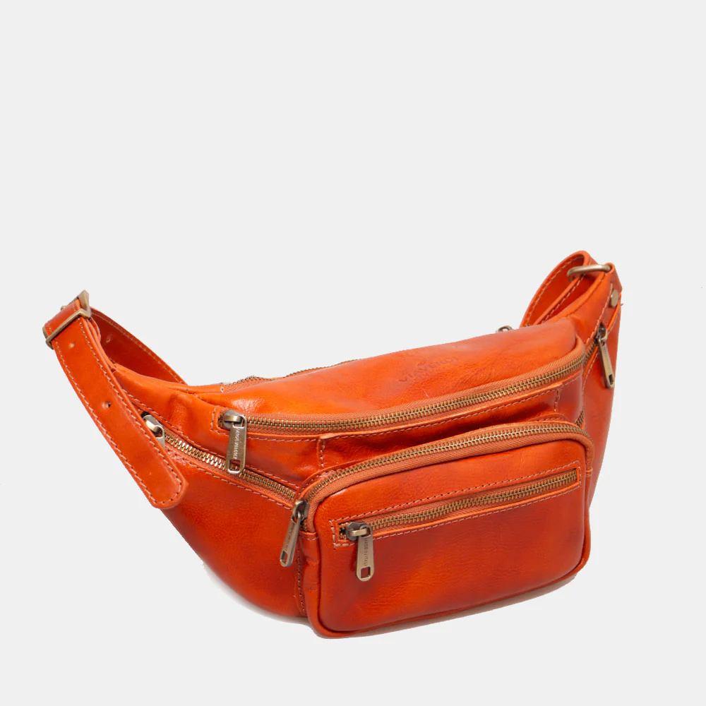 Marsupio in Pelle color Cuoio VIAVERDI Made in Italy linea Firenze - Image 3