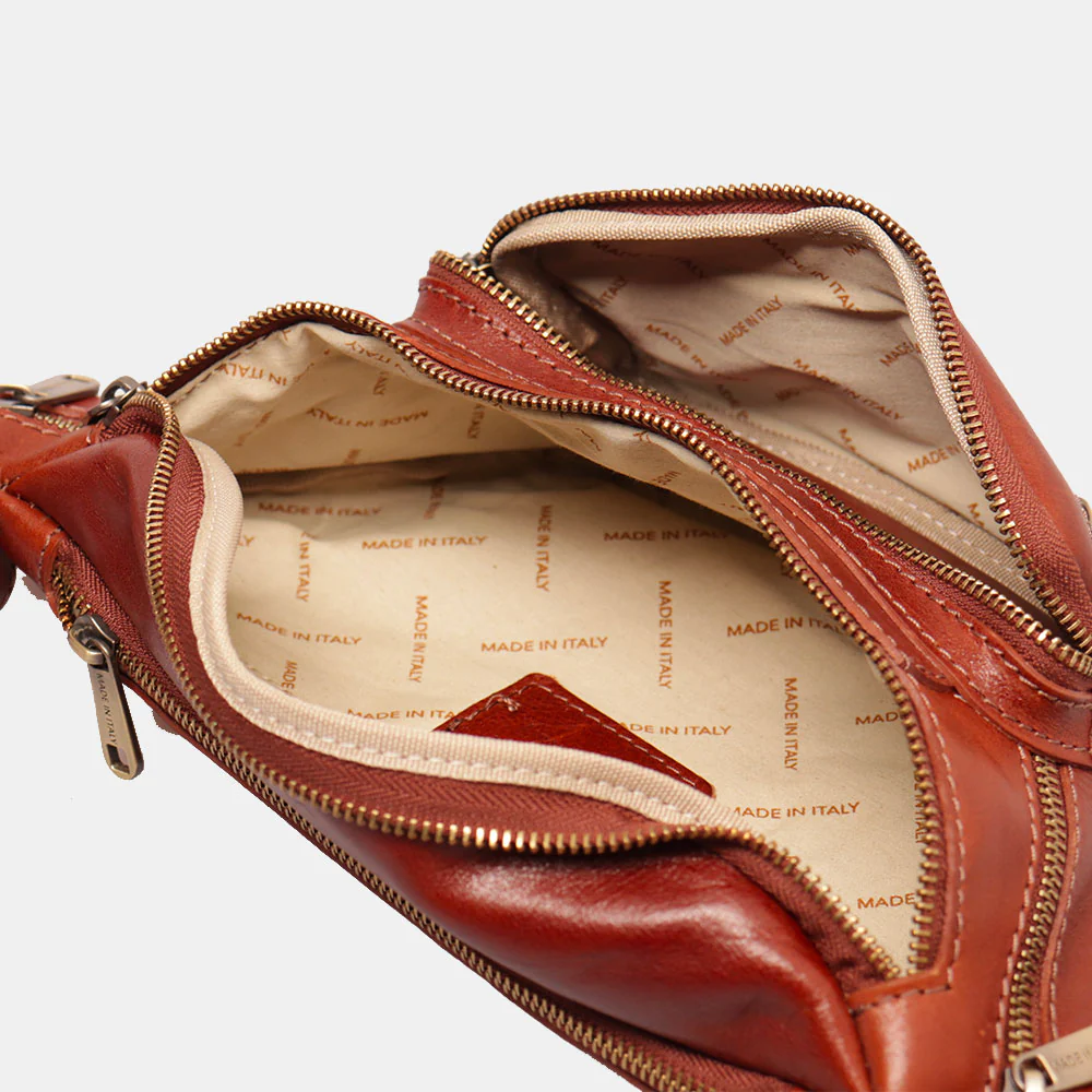 Marsupio in Pelle Marrone VIAVERDI Made in Italy linea Firenze - Image 4