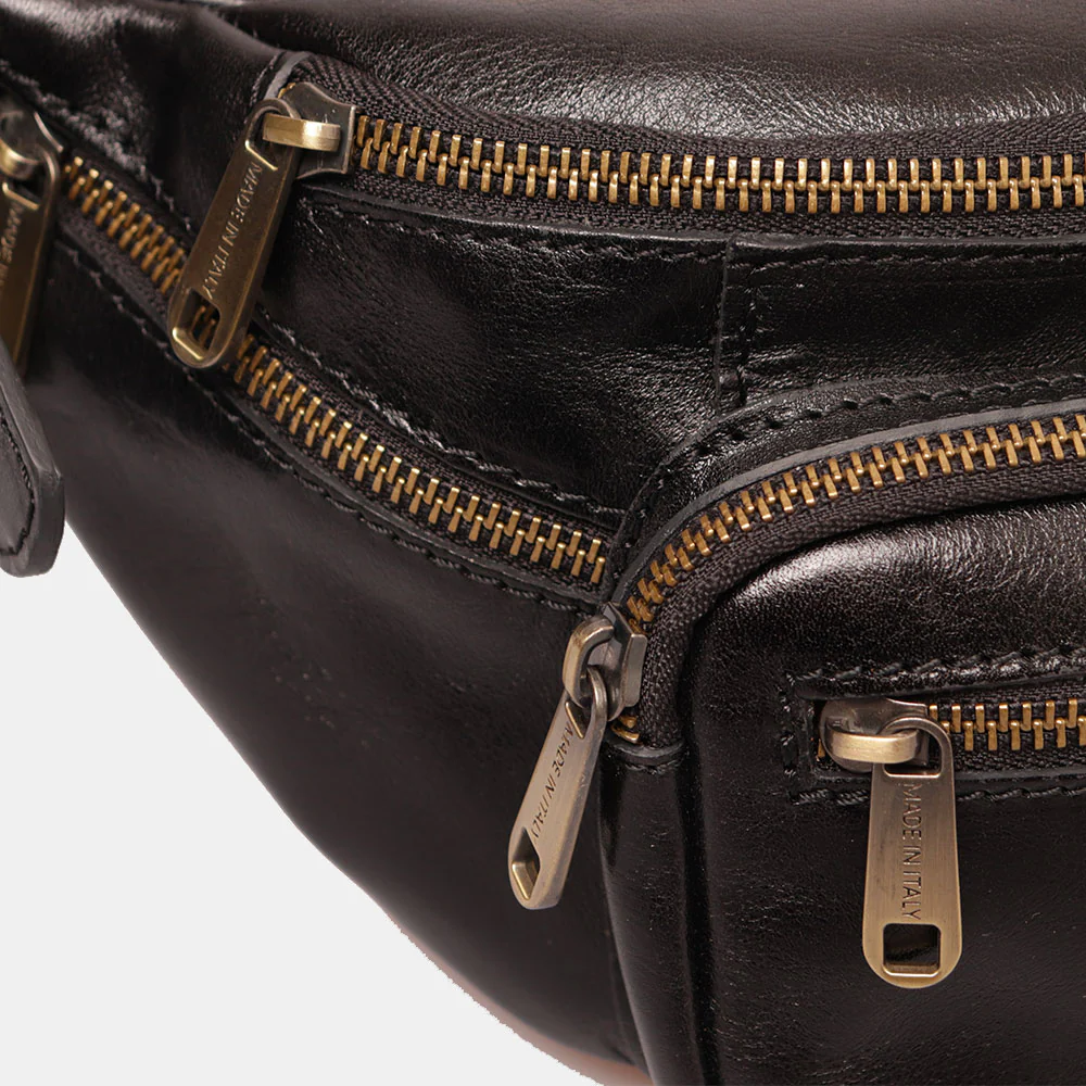 Marsupio in Pelle Nero VIAVERDI Made in Italy linea Firenze - Image 8