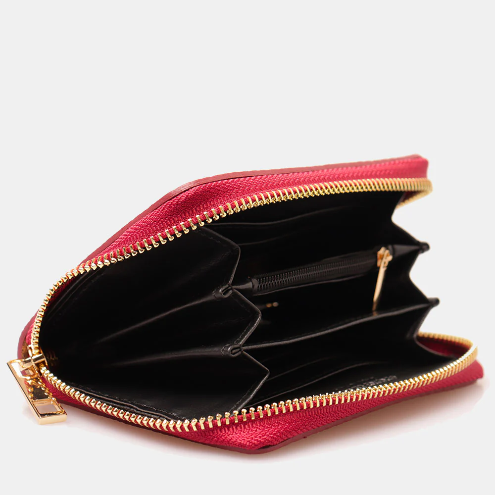 Portafoglio Donna Piccolo Zip Around in Pelle Bordeaux VIAVERDI Made in Italy - Image 3