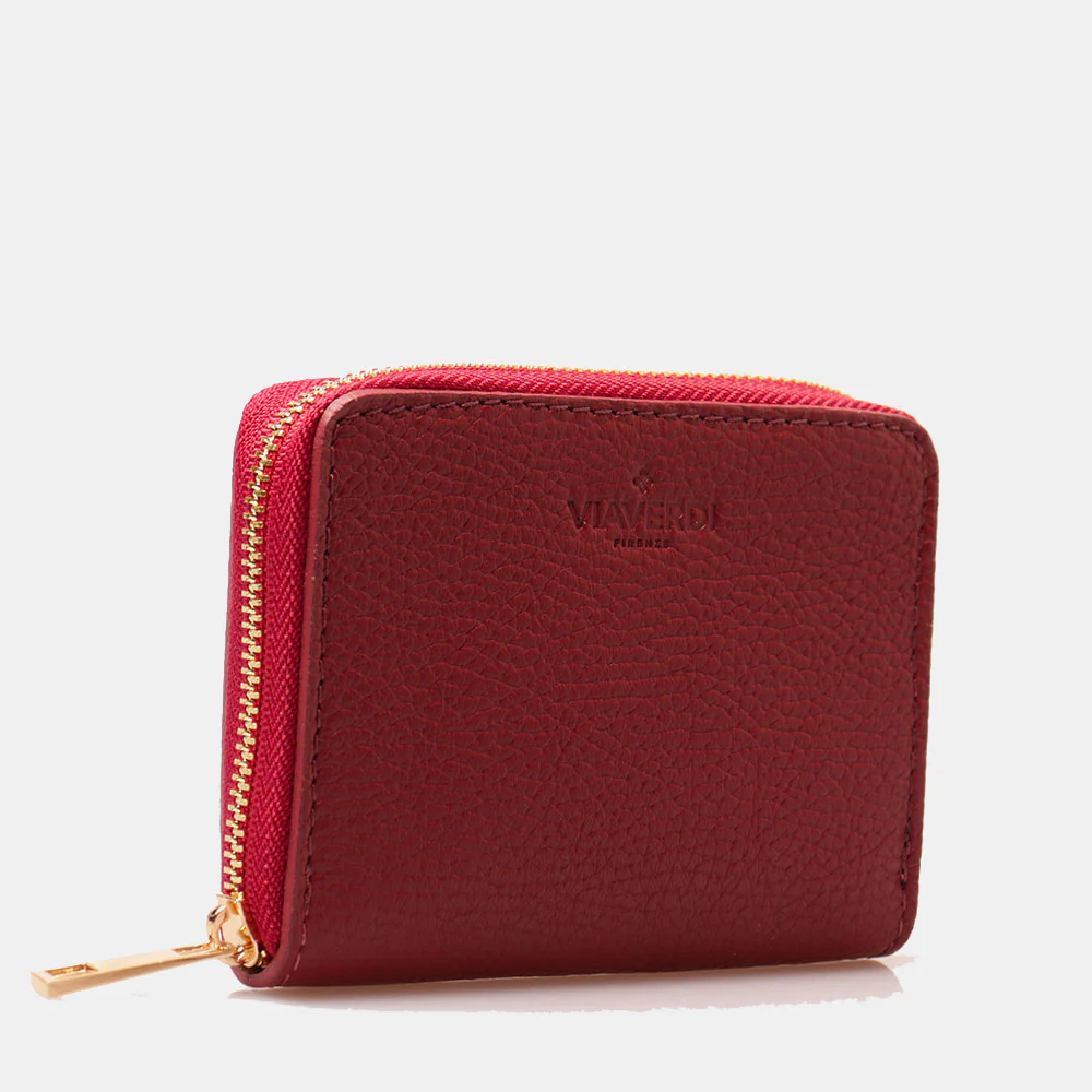 Portafoglio Donna Piccolo Zip Around in Pelle Bordeaux VIAVERDI Made in Italy - Image 6
