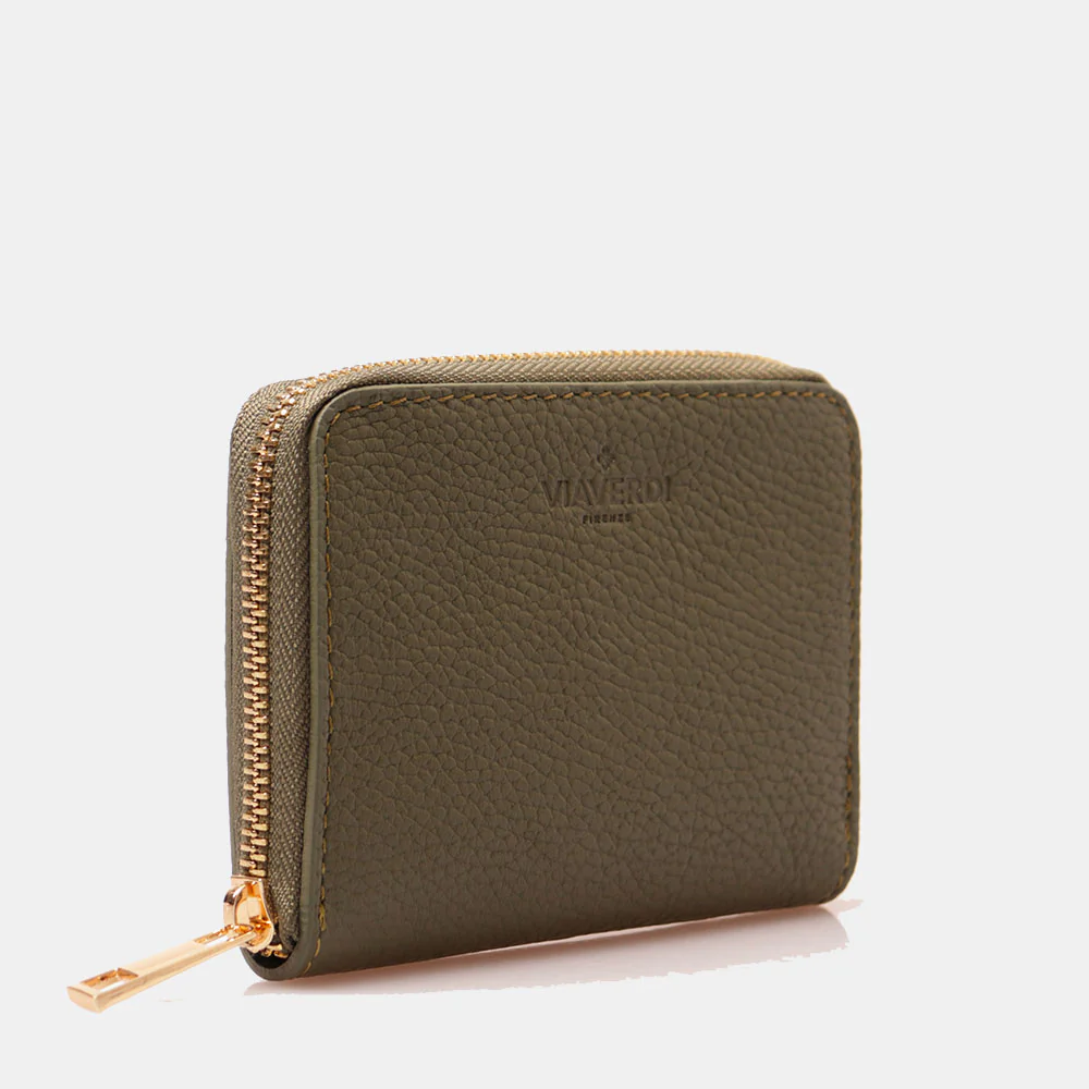 Portafoglio Donna Piccolo Zip Around in Pelle Verde VIAVERDI Made in Italy - Image 2