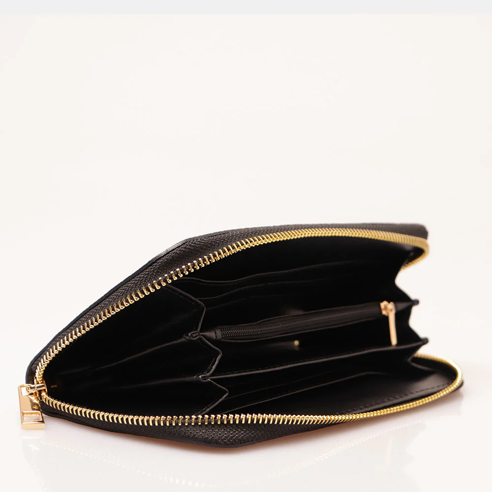 Portafoglio Donna Zip Around in Pelle Nero VIAVERDI Made in Italy - Image 3