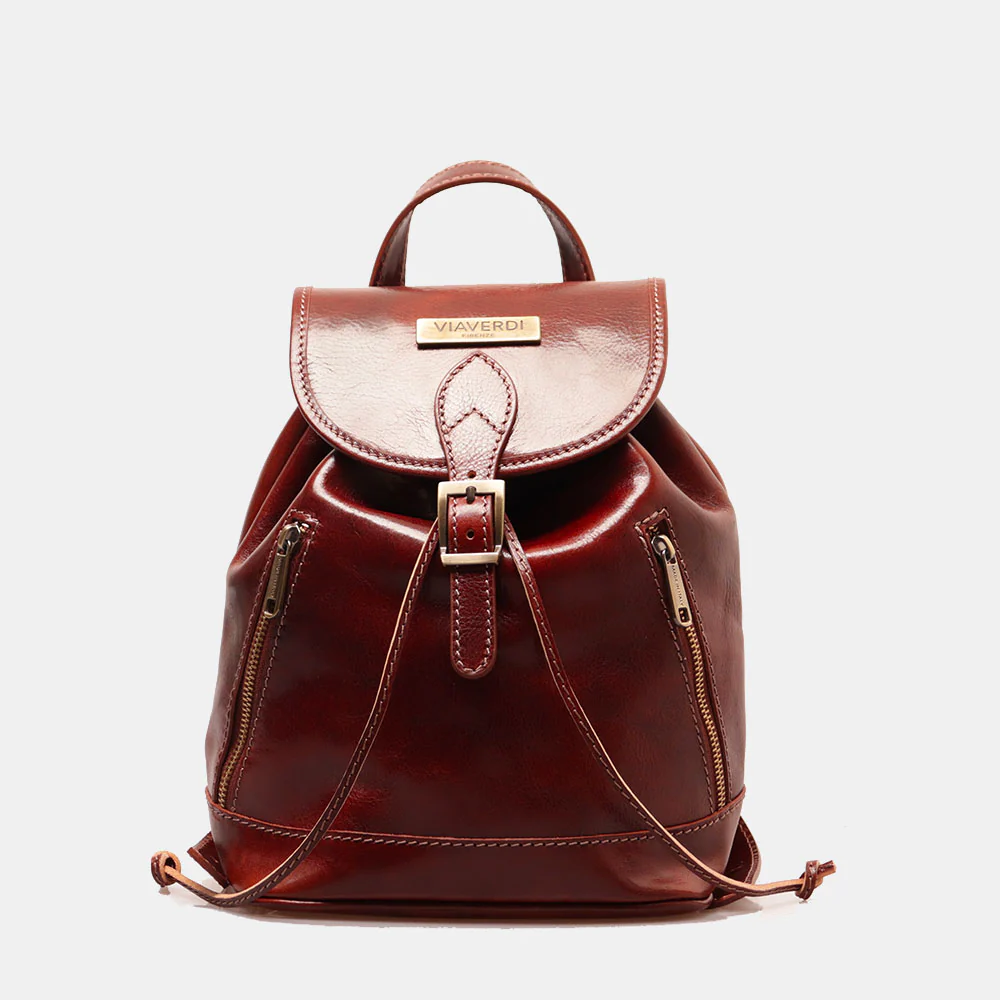 Zaino da Donna in Pelle Marrone VIAVERDI Made in Italy linea Firenze