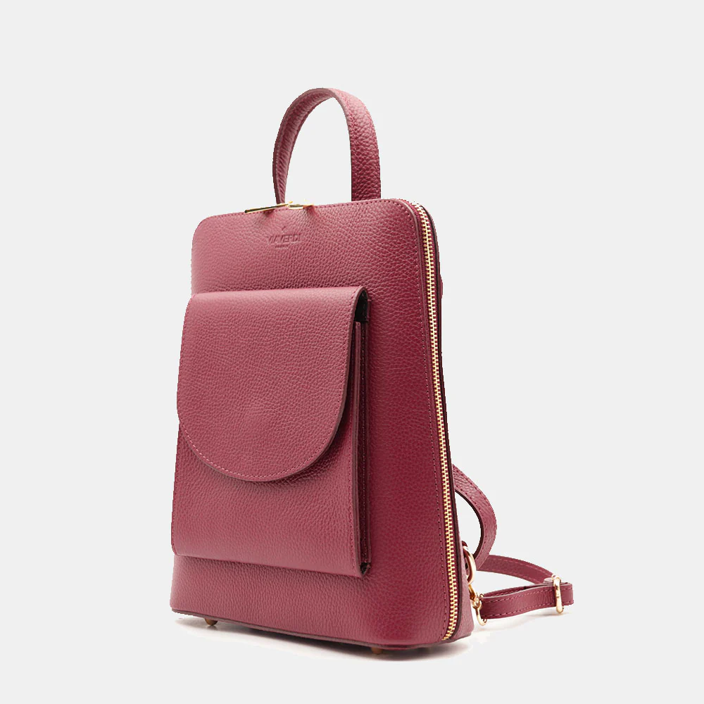 Zaino Donna in Pelle Bordeaux VIAVERDI Made in Italy Linea San Gimignano - Image 3