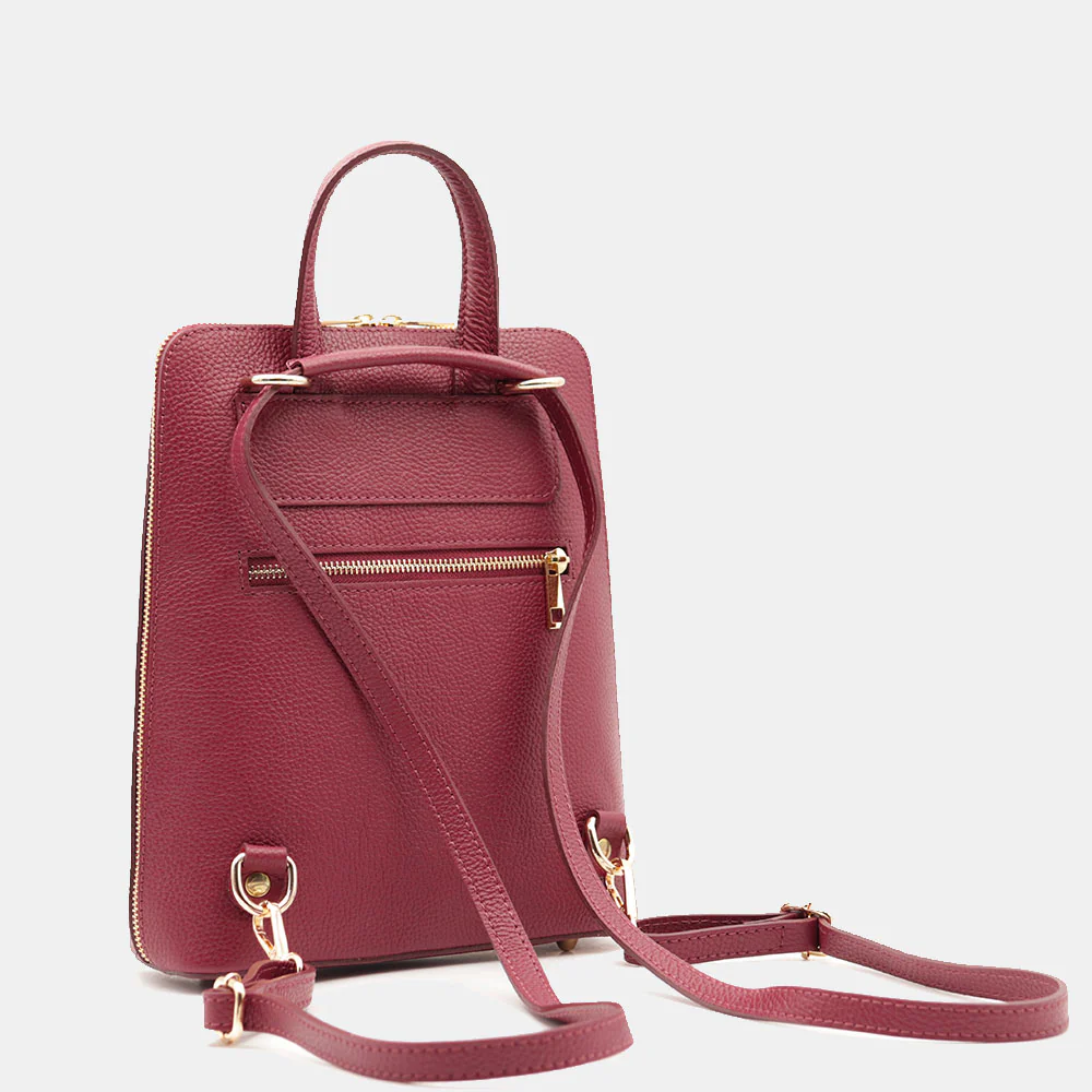 Zaino Donna in Pelle Bordeaux VIAVERDI Made in Italy Linea San Gimignano - Image 6