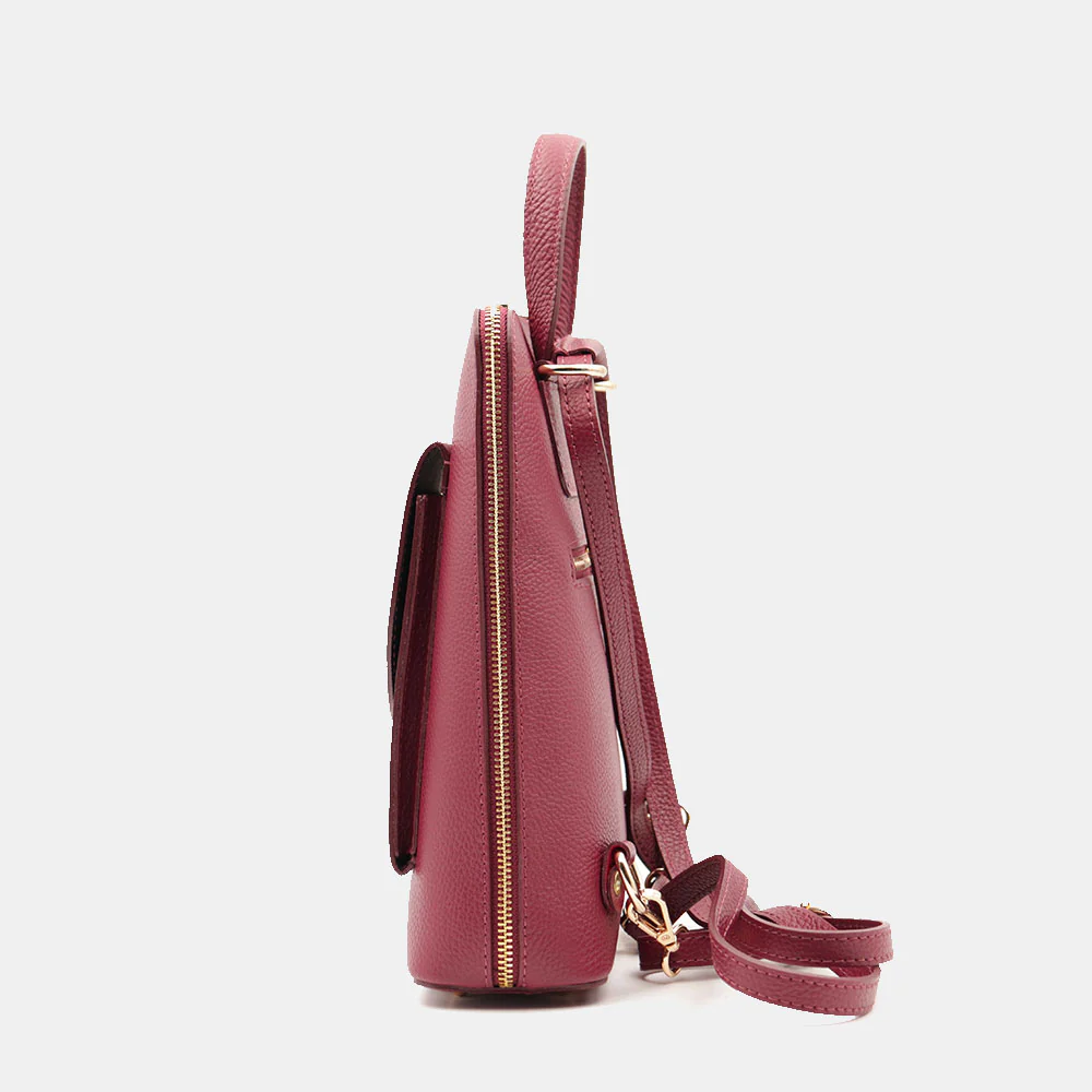 Zaino Donna in Pelle Bordeaux VIAVERDI Made in Italy Linea San Gimignano - Image 8