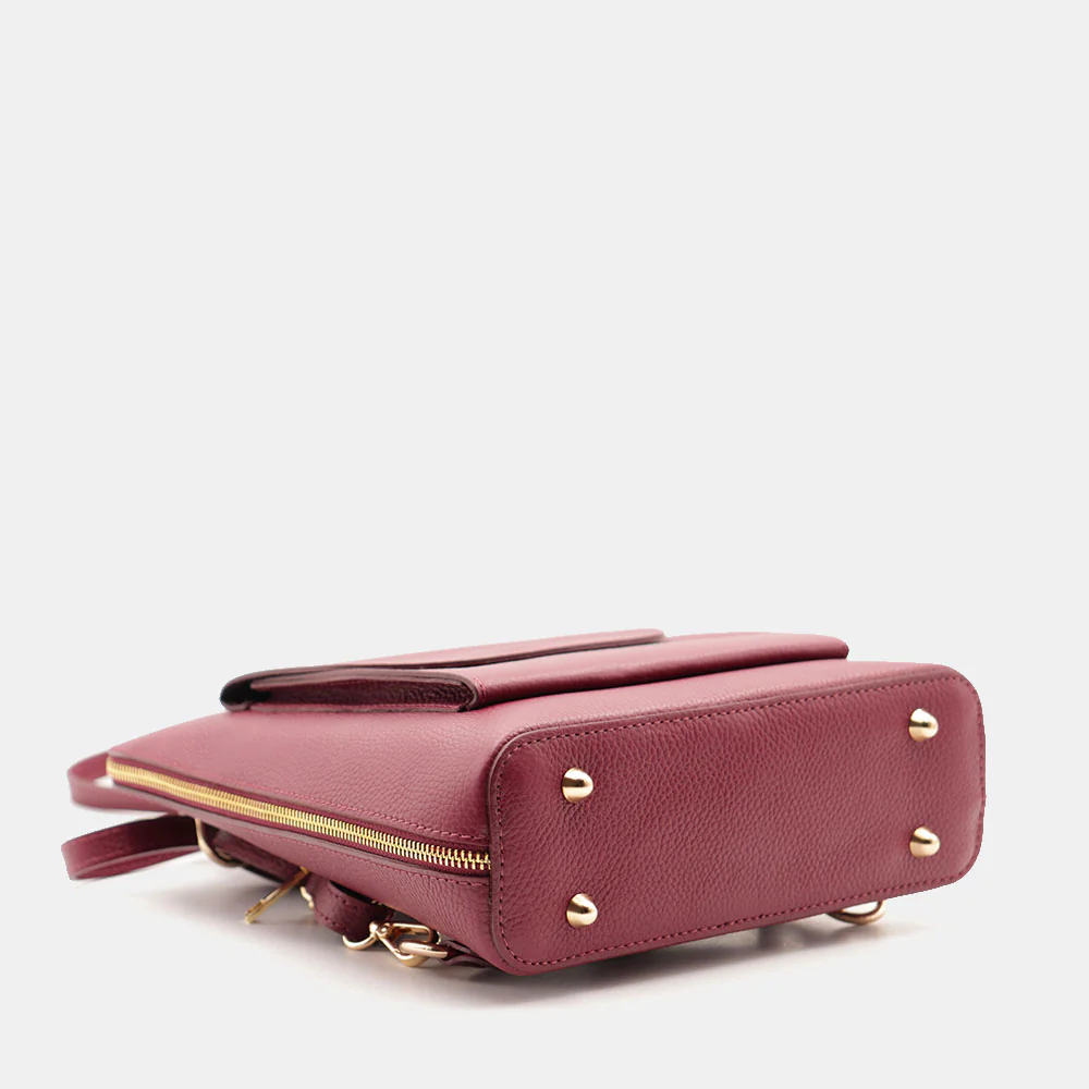 Zaino Donna in Pelle Bordeaux VIAVERDI Made in Italy Linea San Gimignano - Image 9