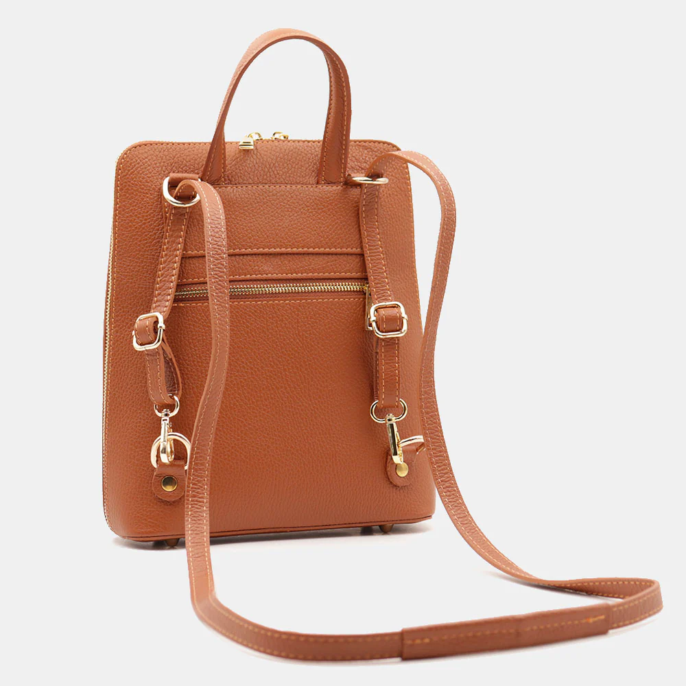 Zaino Donna in Pelle color Cuoio VIAVERDI Made in Italy Linea San Gimignano - Image 7