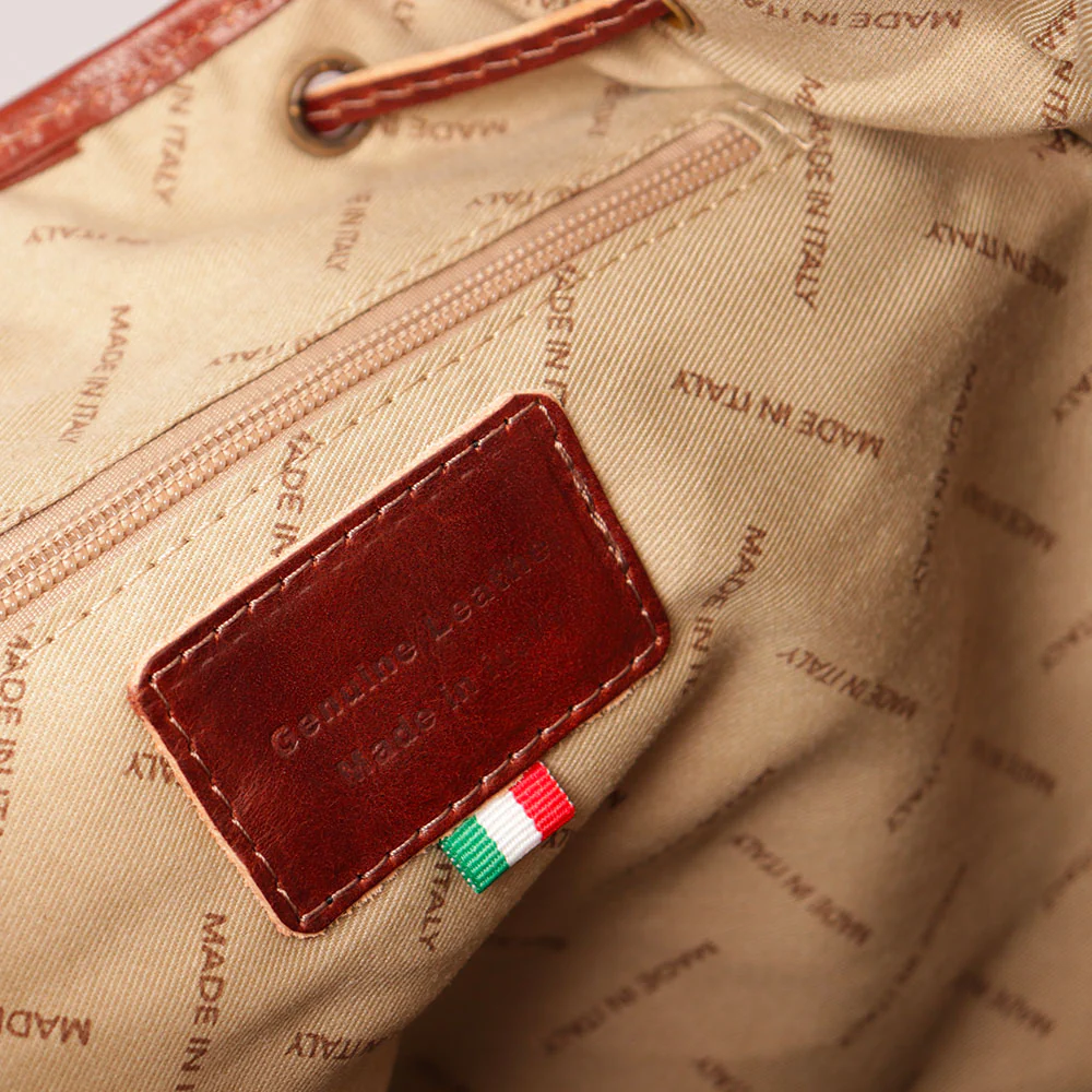 Zaino Donna in Pelle Marrone VIAVERDI Made in Italy linea Firenze - Image 9