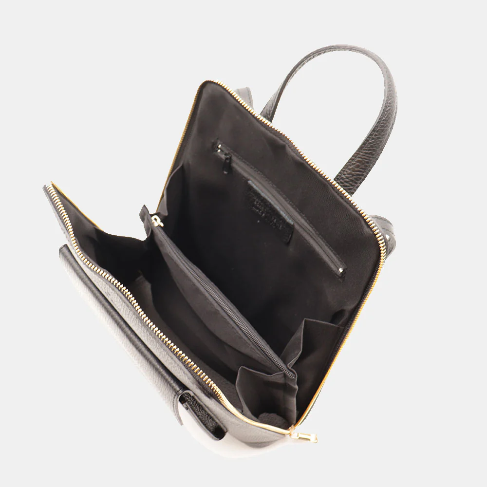 Zaino Donna in Pelle Nero VIAVERDI Made in Italy Linea San Gimignano - Image 11