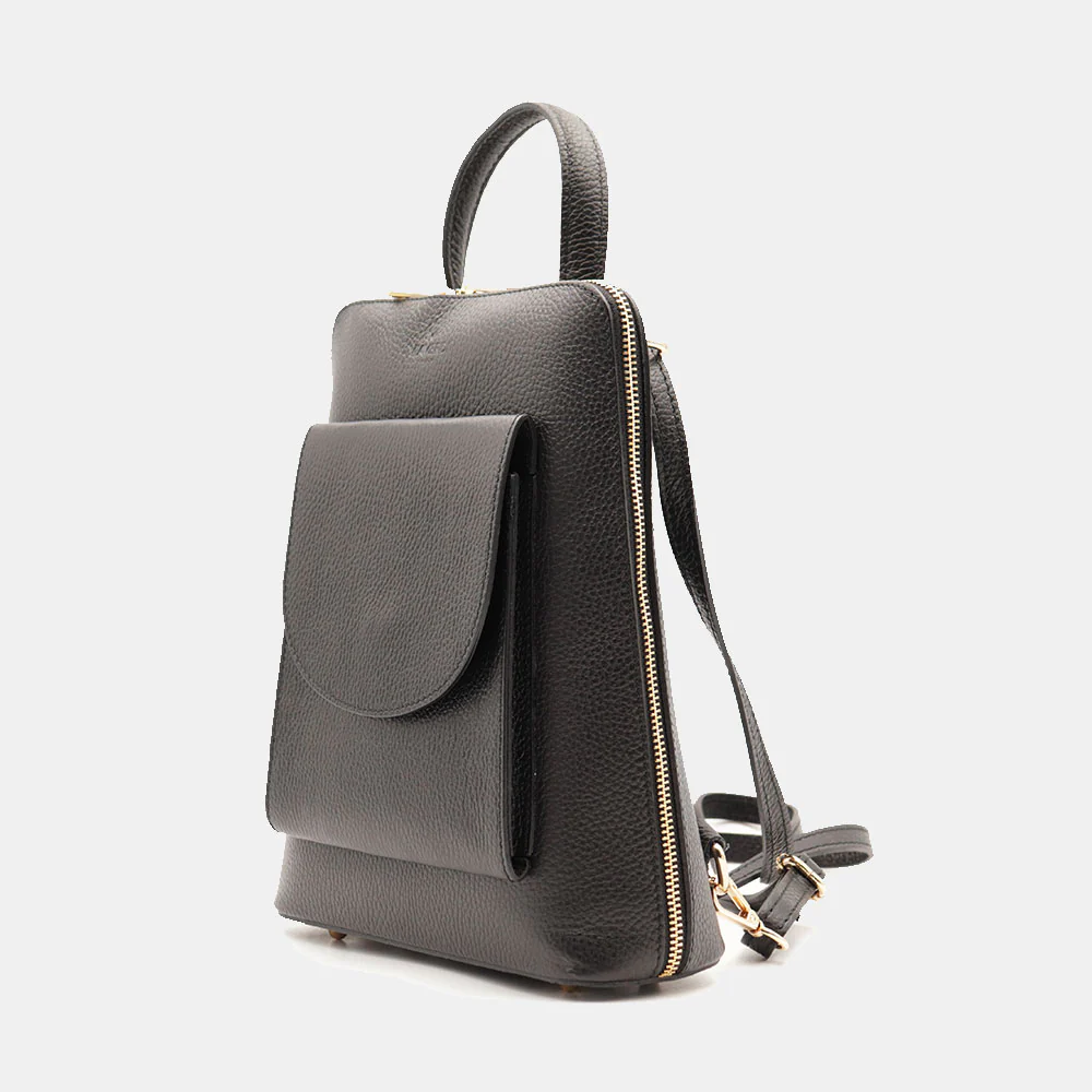 Zaino Donna in Pelle Nero VIAVERDI Made in Italy Linea San Gimignano - Image 3