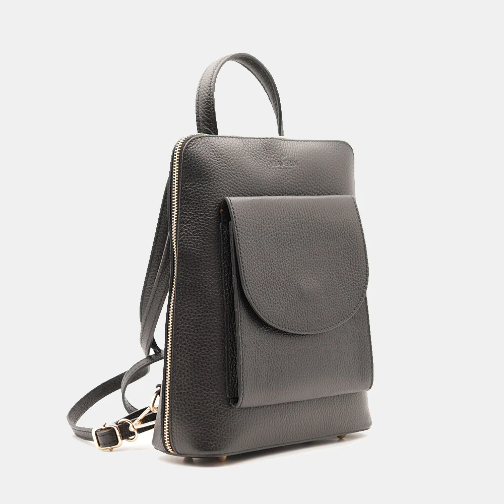 Zaino Donna in Pelle Nero VIAVERDI Made in Italy Linea San Gimignano - Image 5