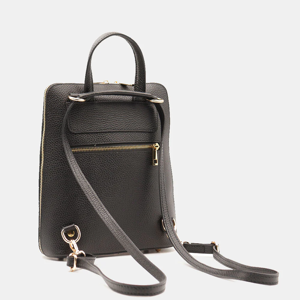Zaino Donna in Pelle Nero VIAVERDI Made in Italy Linea San Gimignano - Image 6