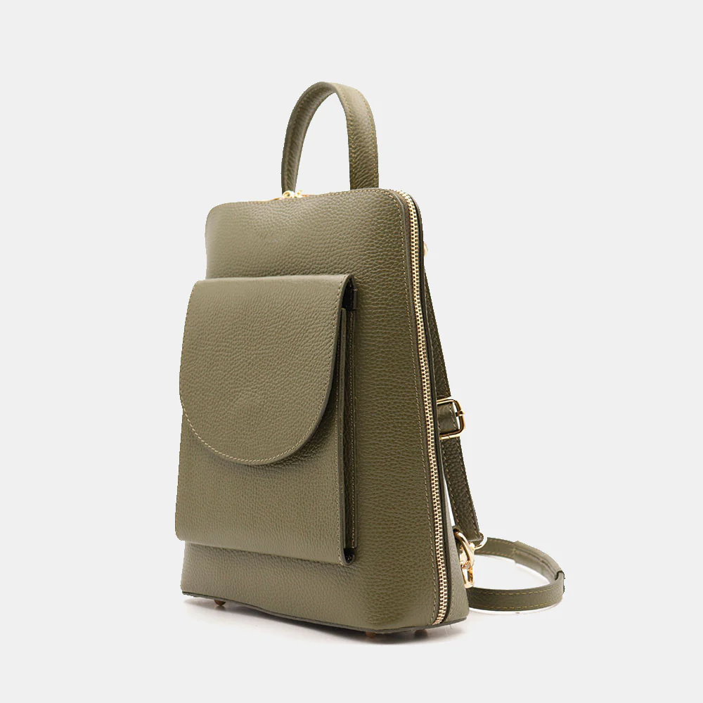 Zaino Donna in Pelle Verde VIAVERDI Made in Italy Linea San Gimignano - Image 3