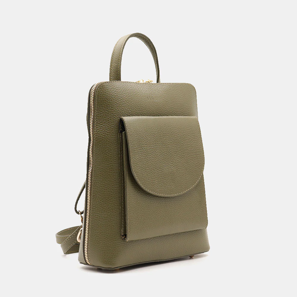 Zaino Donna in Pelle Verde VIAVERDI Made in Italy Linea San Gimignano - Image 4