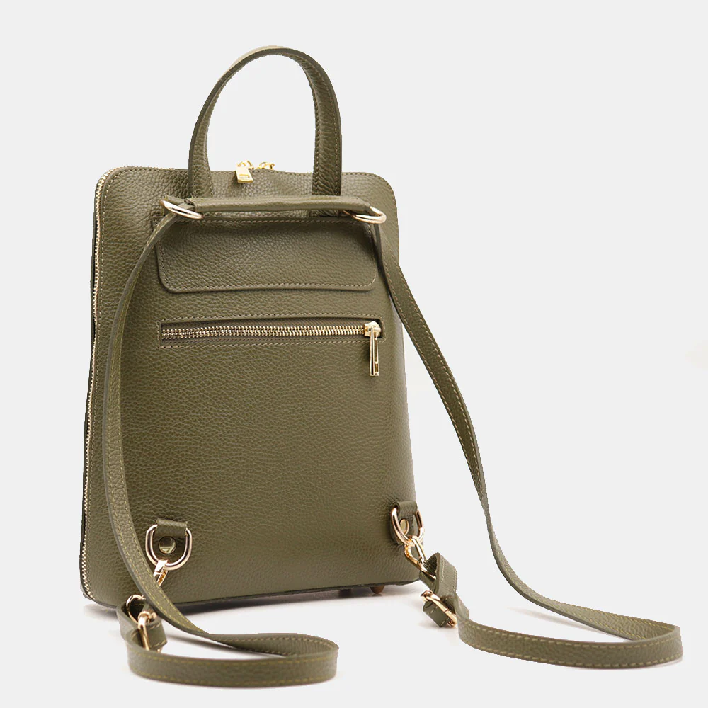 Zaino Donna in Pelle Verde VIAVERDI Made in Italy Linea San Gimignano - Image 5