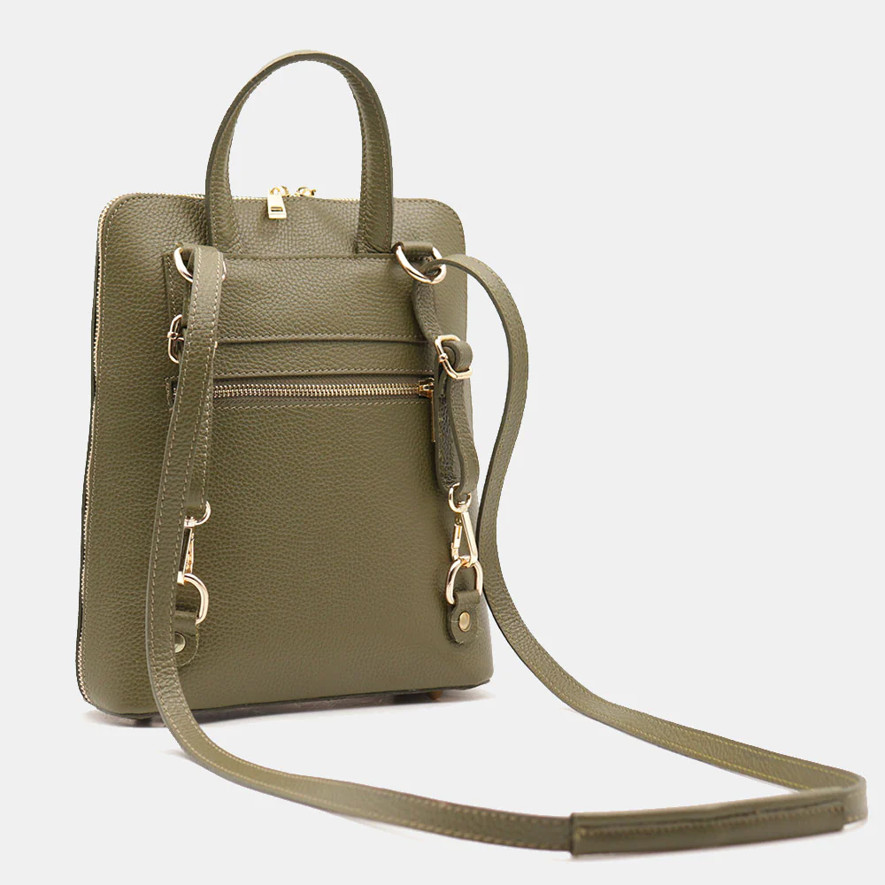 Zaino Donna in Pelle Verde VIAVERDI Made in Italy Linea San Gimignano - Image 6