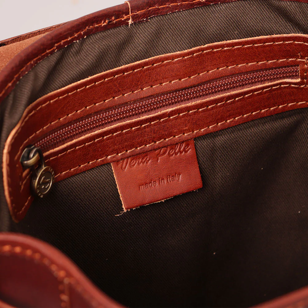 Zaino Donna VIAVERDI in Pelle Marrone Made in Italy linea Firenze - Image 10