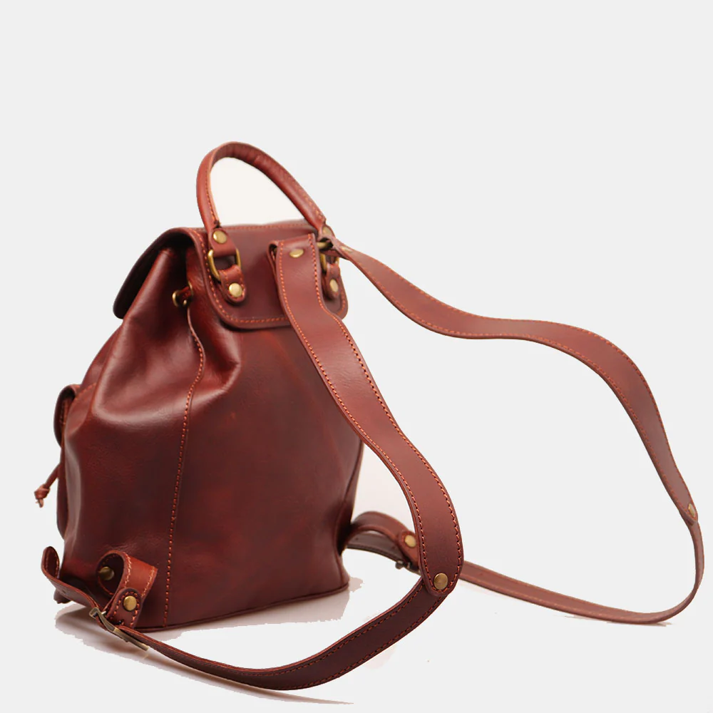 Zaino Donna VIAVERDI in Pelle Marrone Made in Italy linea Firenze - Image 5