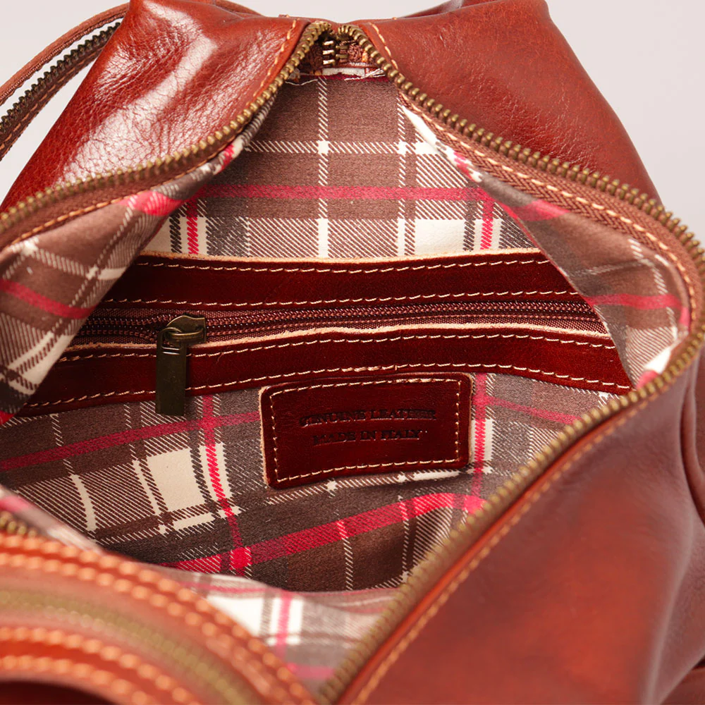 Zaino Donna VIAVERDI in Pelle Marrone Made in Italy linea Firenze - Image 12