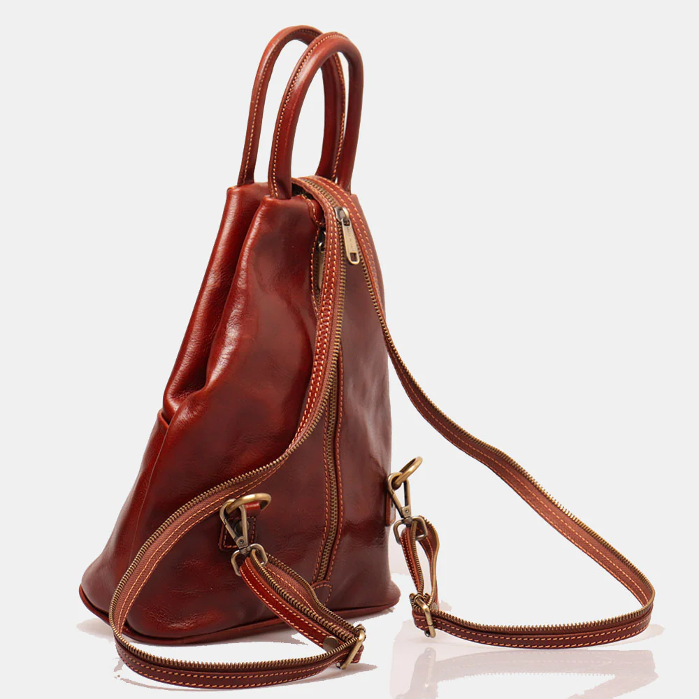 Zaino Donna VIAVERDI in Pelle Marrone Made in Italy linea Firenze - Image 7