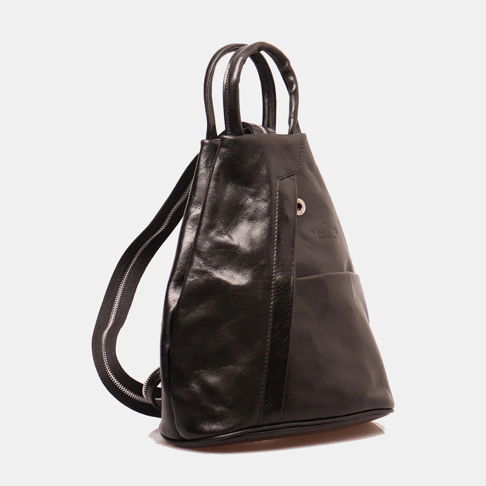 Zaino Donna VIAVERDI in Pelle Nera Made in Italy linea Firenze - Image 3