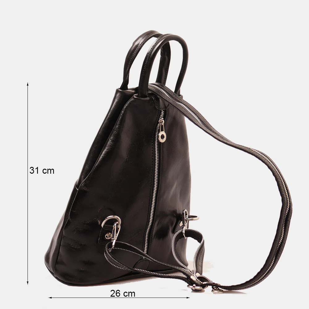 Zaino Donna VIAVERDI in Pelle Nera Made in Italy linea Firenze - Image 4